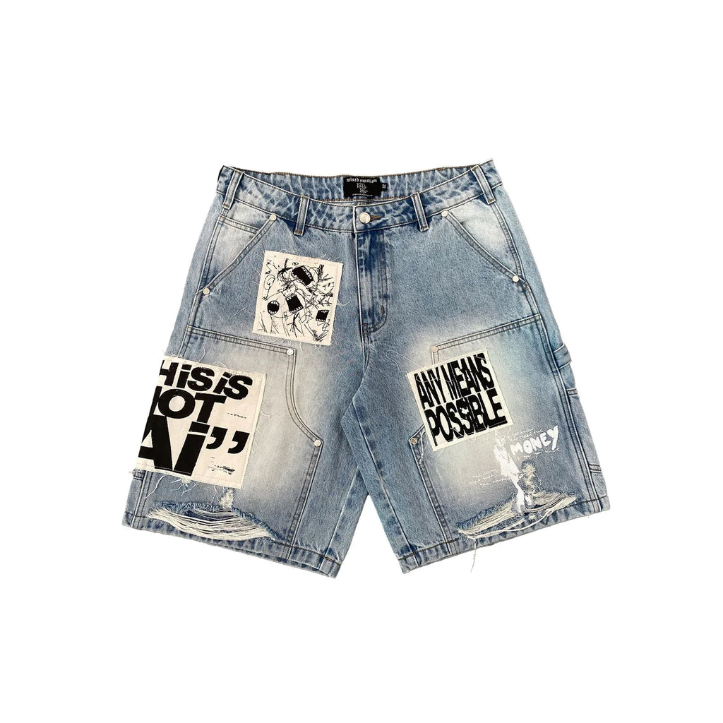 BLUE ‘AI’ DENIM SHORTS