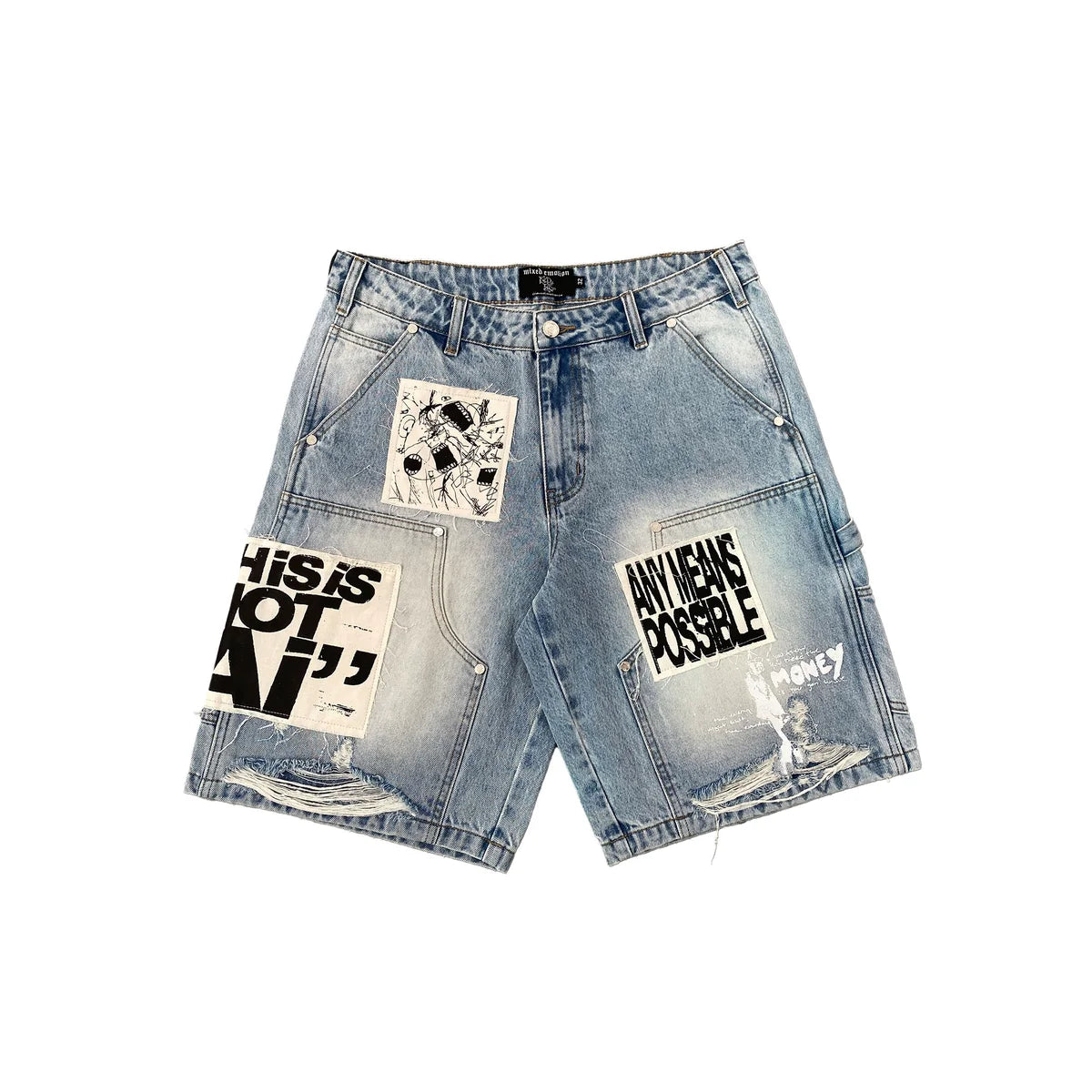 BLUE ‘AI’ DENIM SHORTS