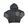 ECLIPSE’ GREY ACID WASH RHINESTONE HOODIE